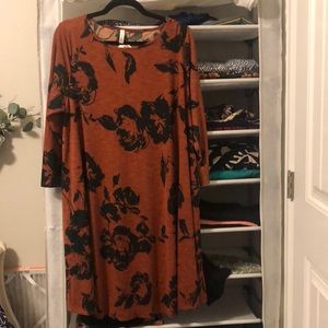 Emerald Rust and Black Floral Swing Top/Dress with Pockets *NWT* size 1X